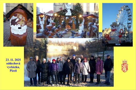 Ukončení vycházky bylo na adventním trhu. Opětovně byl nádherný, hrál Olympic a pil se svařák.