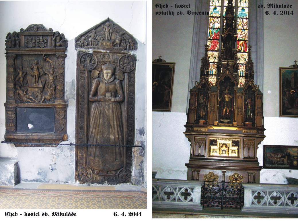 kostel - náhrobky + sv. Vincenc