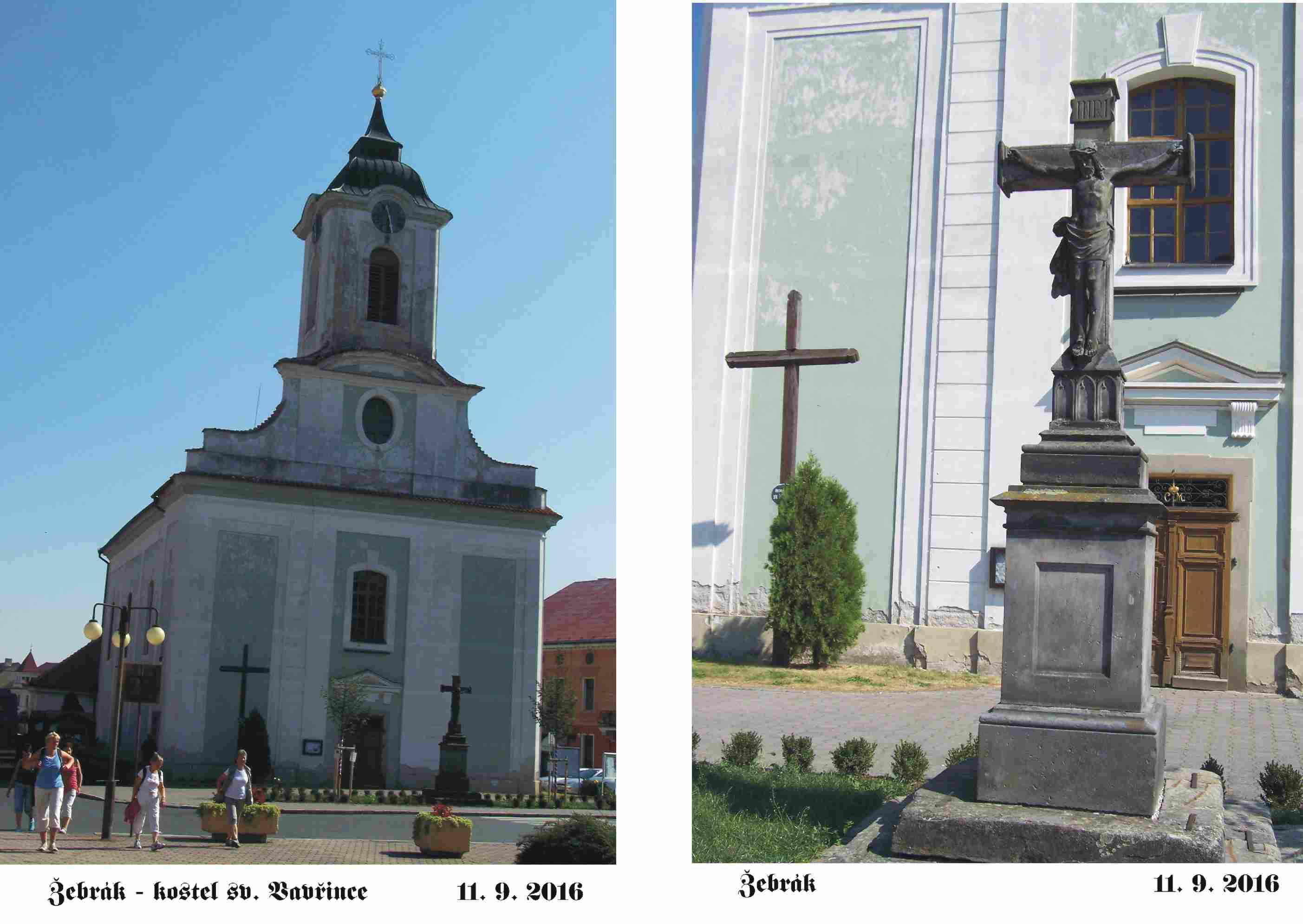 Žebrák kostel sv. Vavřince a kříž od Maxe