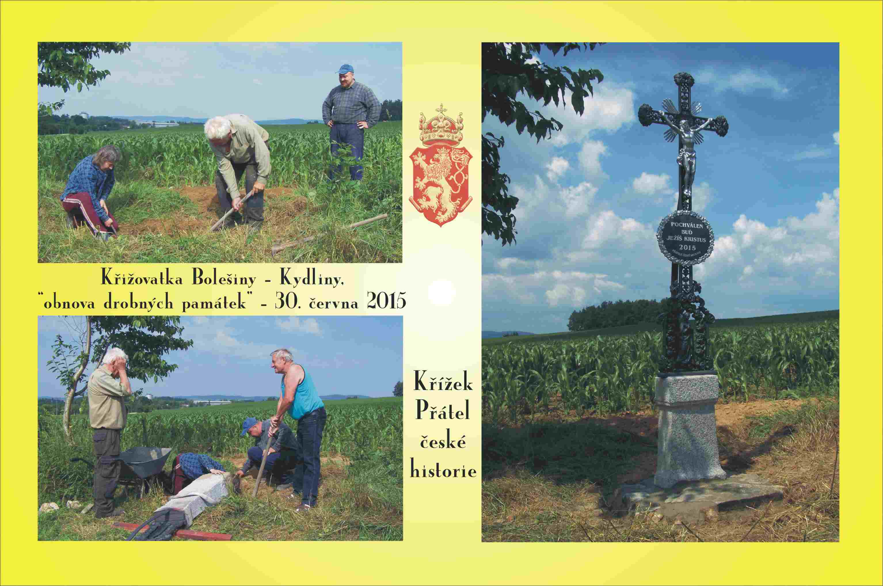 Náš první křížek na rozcestí Bolešiny, Obytce, Kydliny a Klatovy.