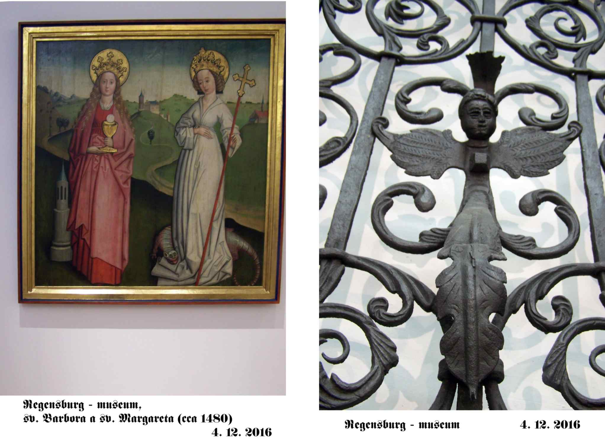 V muzeu nádherné deskové obrazy a kovaná mříž