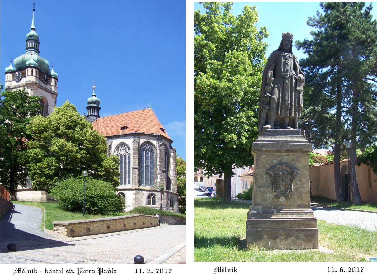 Kostel sv. Petra Pavla, se zvonicí a socha Karla IV.
