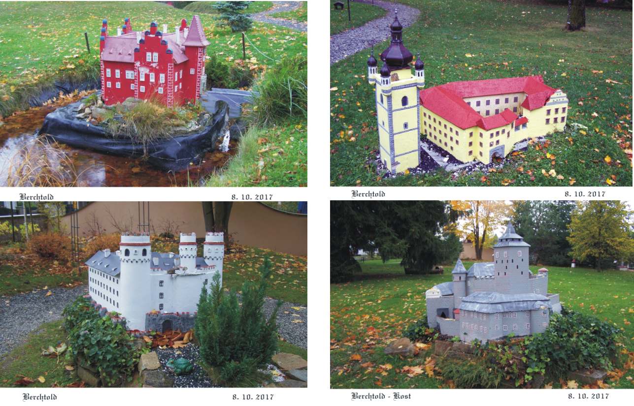 Zámecká zahrada zkrášlená modely hradů a zámků