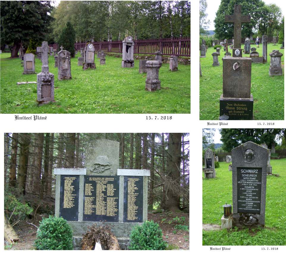 Obnovený hřbitov a oběti války.