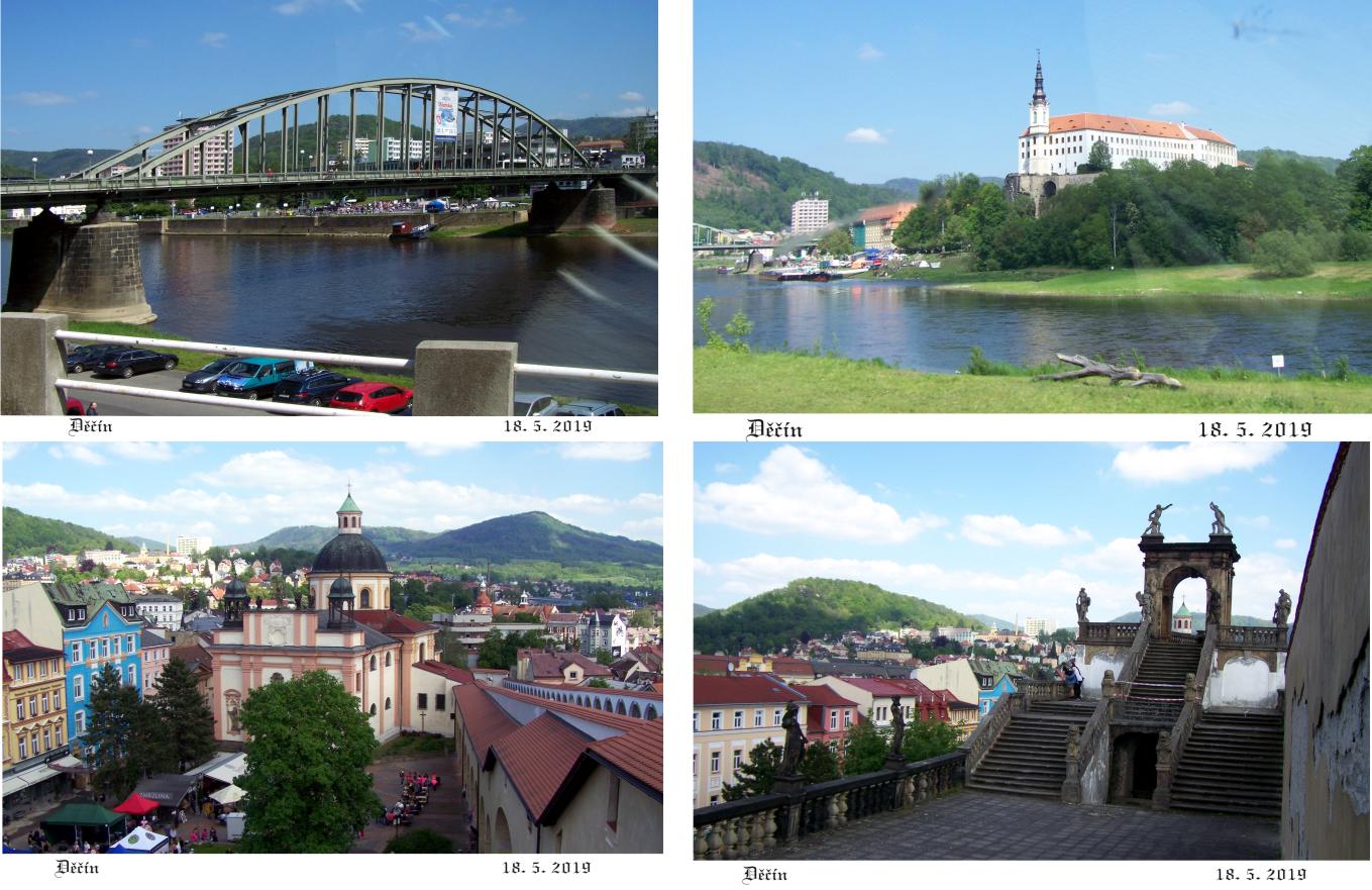 Děčín, to je hlavně zámek, Růžová zahrada s vyhlídkou na město a Tyršův most.