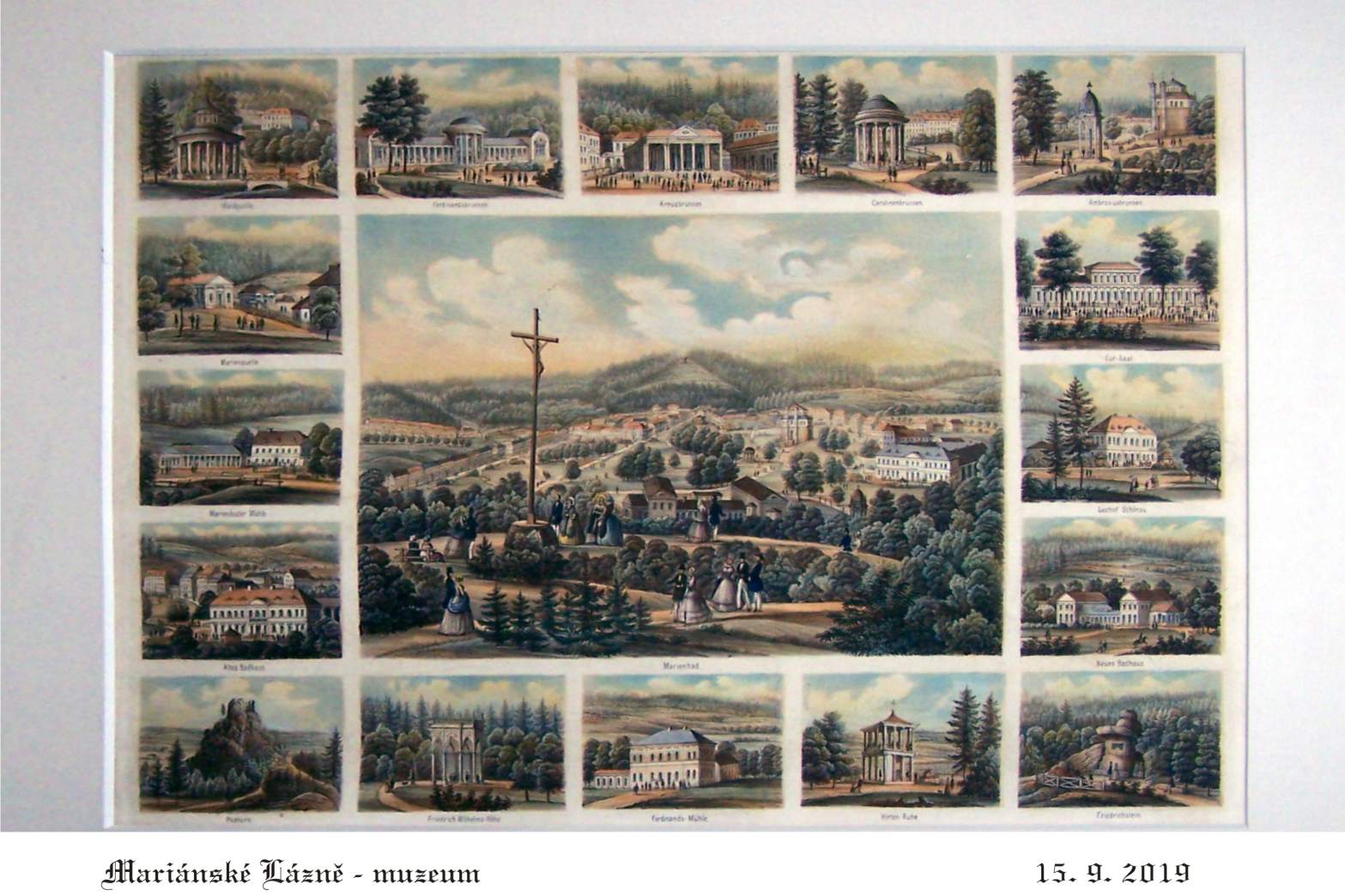 Dobové obrazy starých lázní z 19. století.