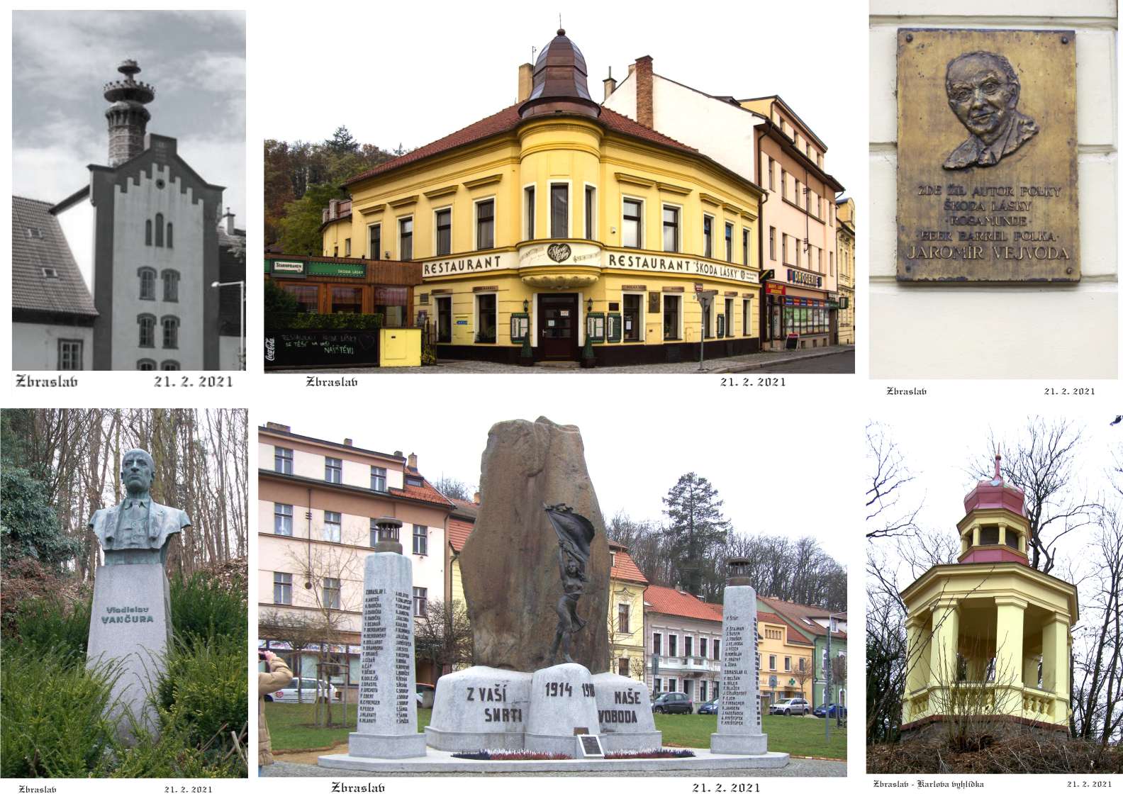Památkově chráněné centrum s pomníkem obětem války, Vejvodou, Vančurou a Karlovou vyhlídkou.