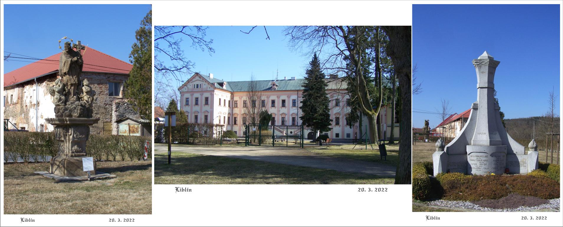 Liblín - zámek, barokní Nepomucký a zajímavý pomník obětem světové války.