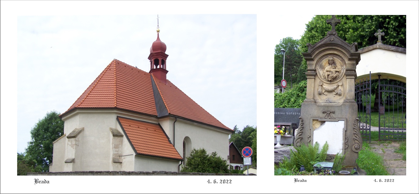 Brada u Jičína - místní kostelík se hřbitovem.