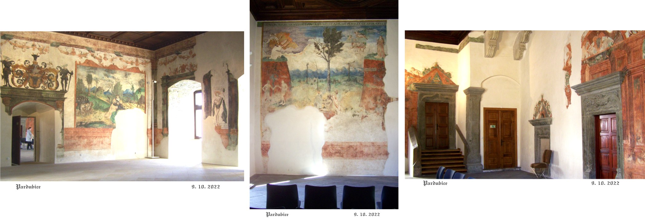 Obnovené renesanční fresky, nejstarší u nás.