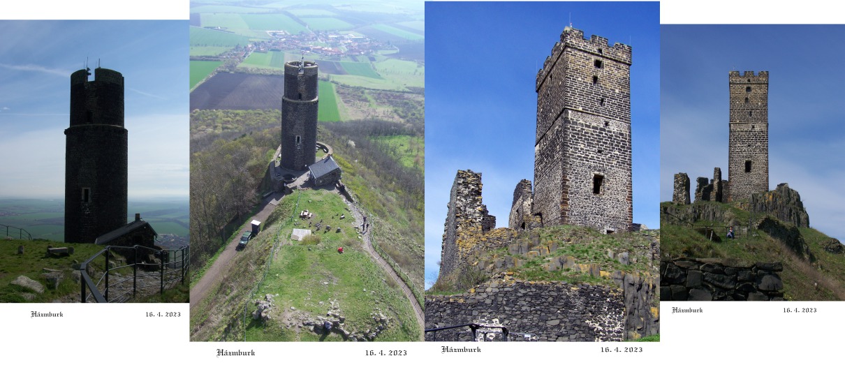 Dolní Černá věž je okrouhlá, horní Bílá věž je hranolovitá.