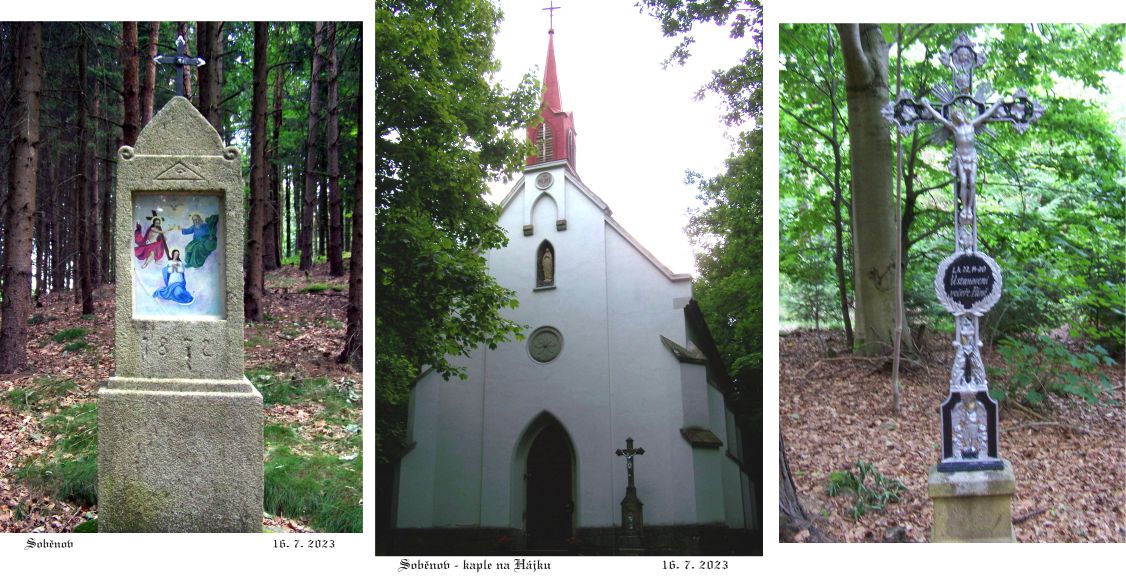 U Soběnova na vršku Hájku najdeme v lesíku křížovou cestu s velkou kaplí.