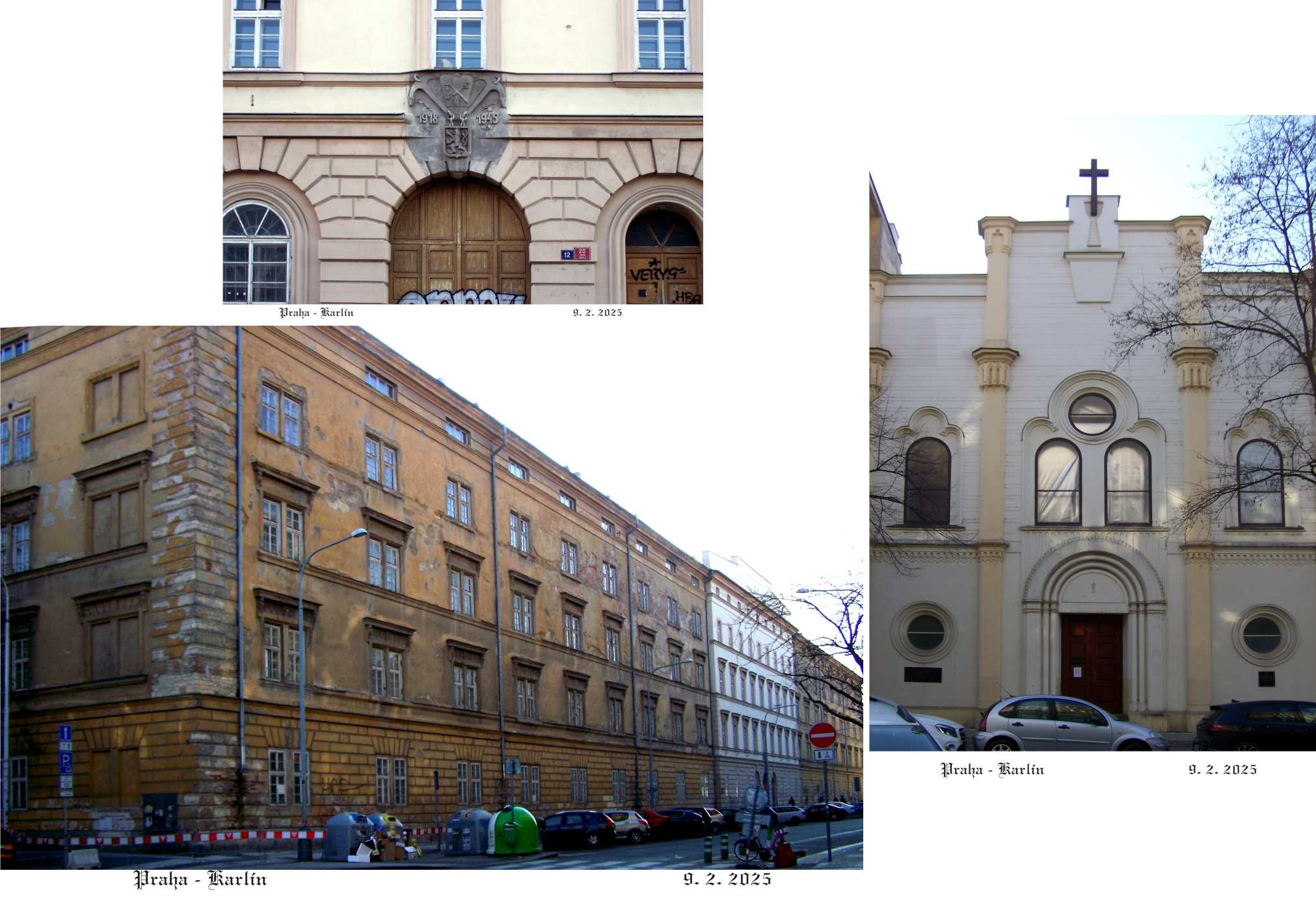 Karlínská kasárna a bývalá synagoga.