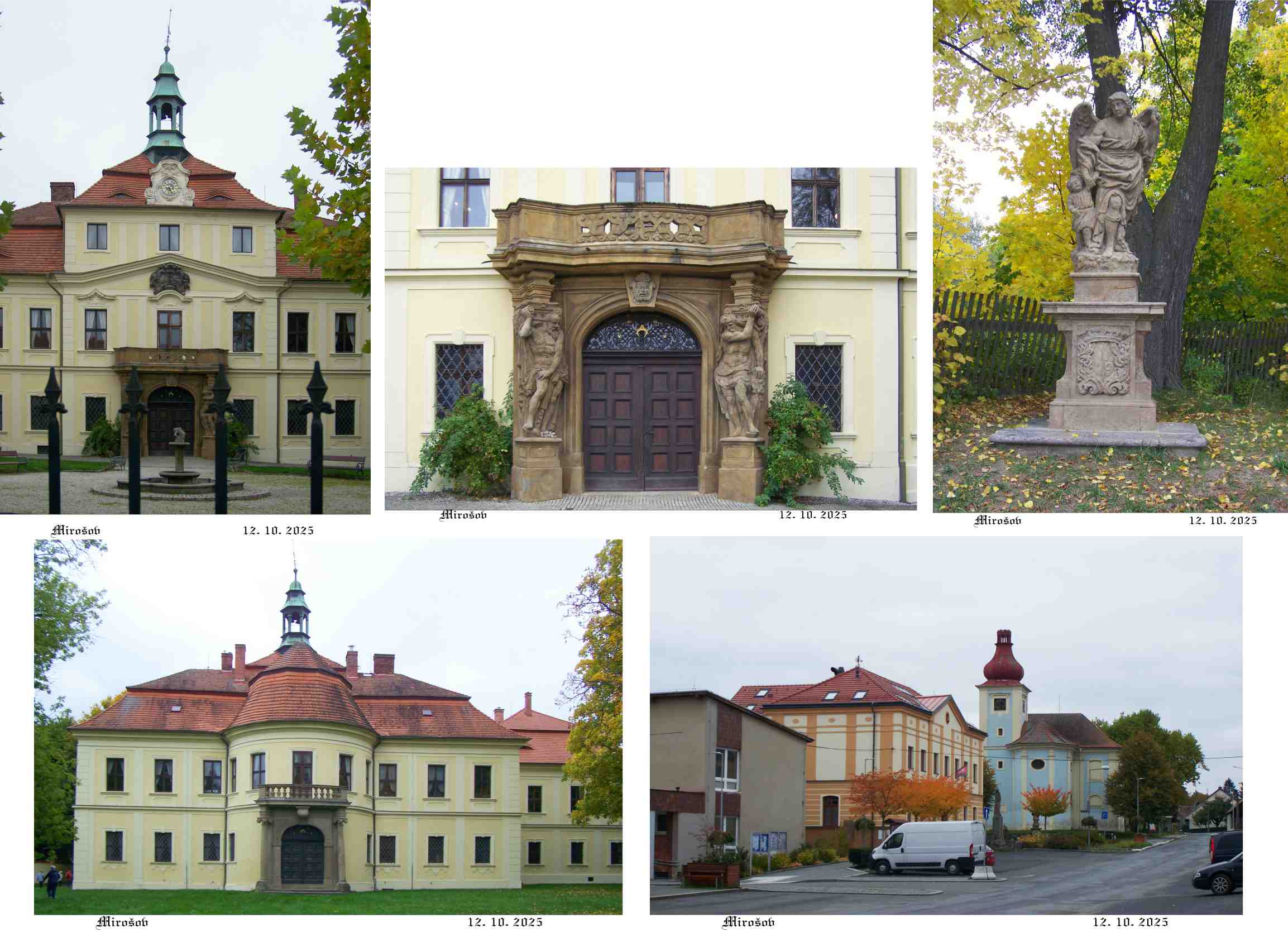 Mirošovský zámek Jakuba Augustona a kostel sv. Josefa.