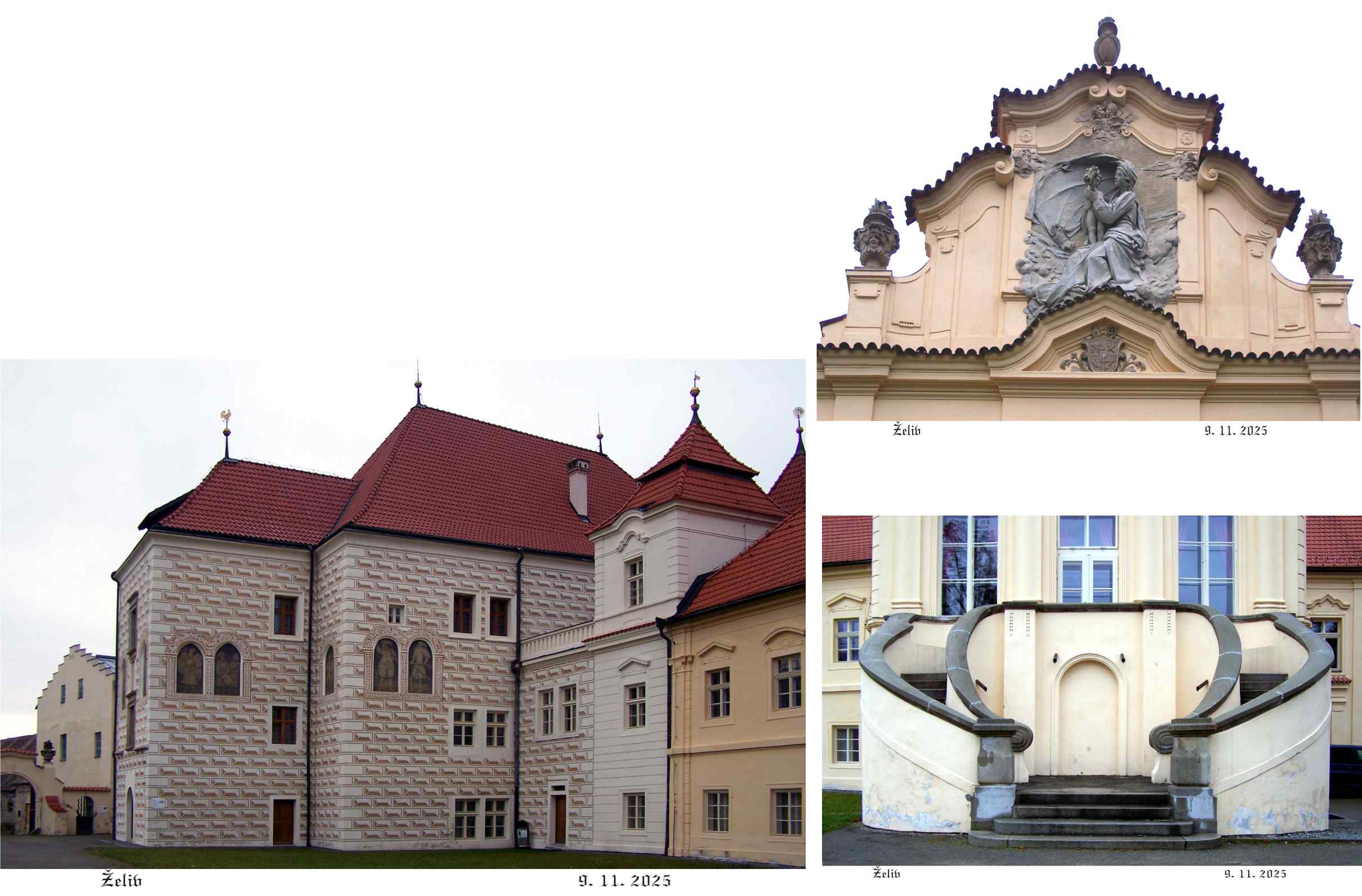 Západní část kláštera přeměněna na Trčkův zámek a schodiště a fasáda opatství.