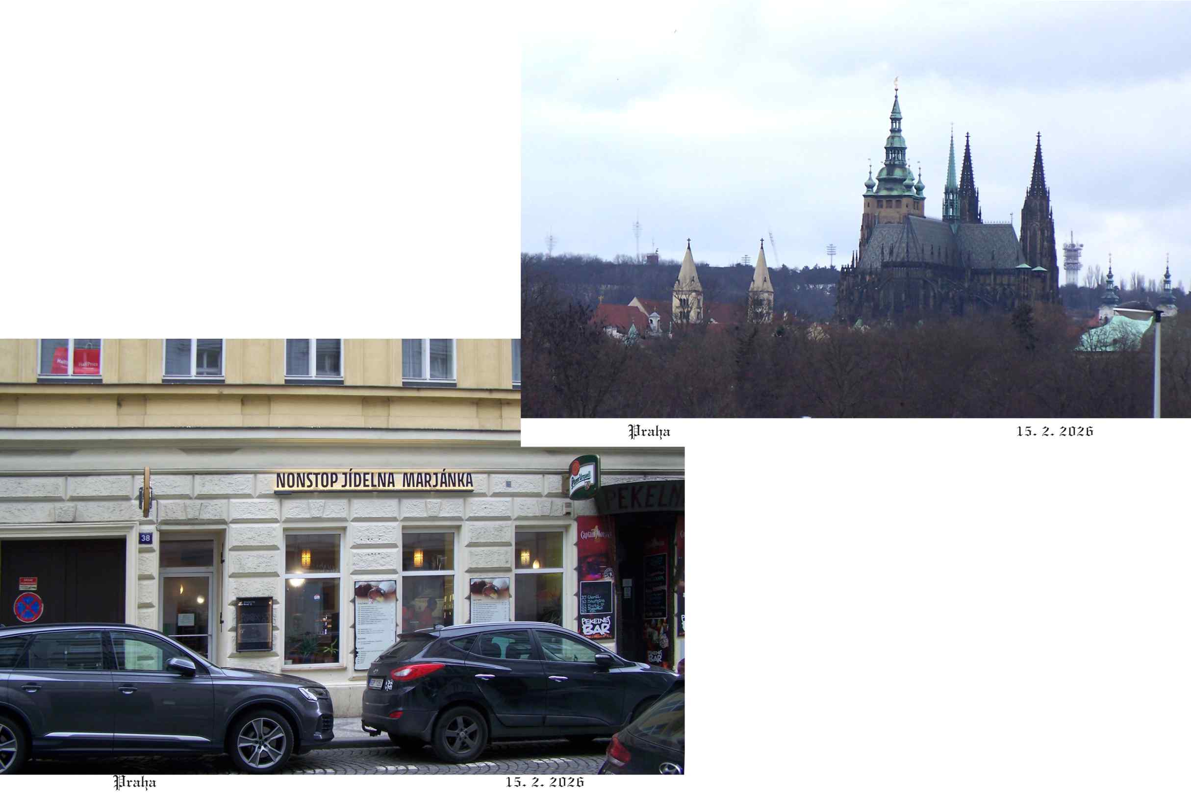 Marjánka na Andělu a Hradčany z Letenské pláně.